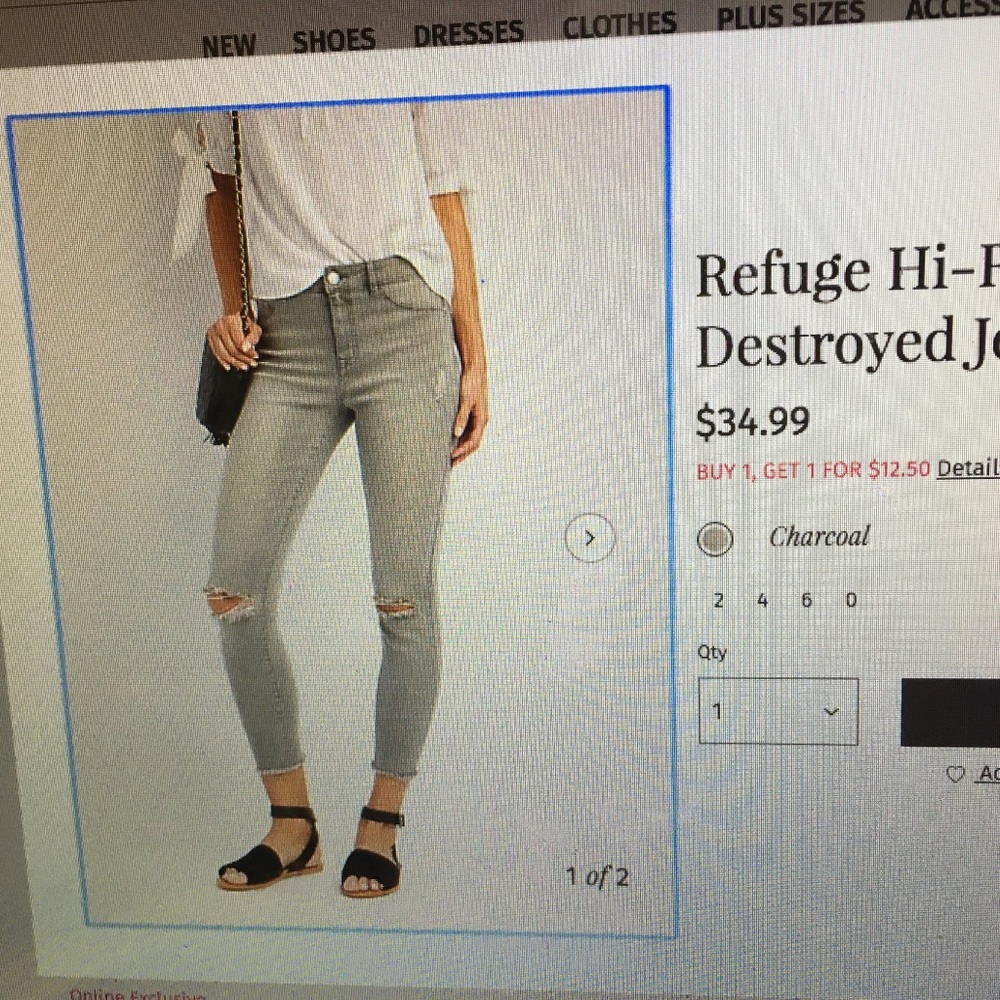 Gray ripped high waisted skinny jeans